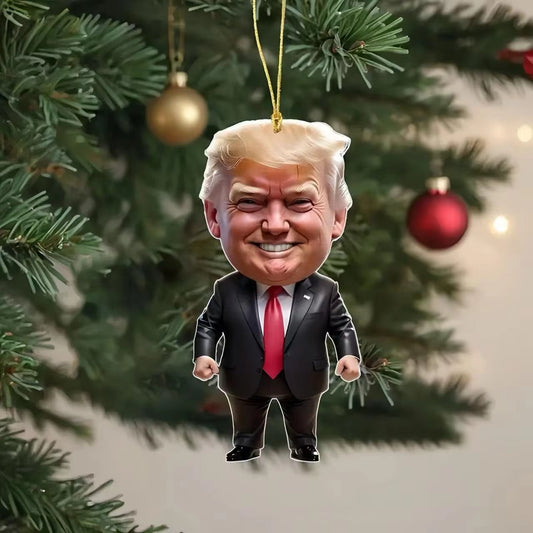 Cartoon Trump Pendant Acrylic Material Funny and Interesting Cartoon Pendant Suitable for Christmas Tree Cars Holiday DIY Gift