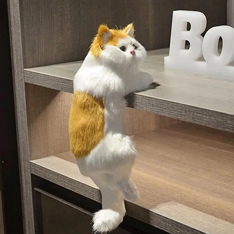 Creative Plush Cat Ornaments - Furry Hanging Figurines for Home and TV Decor